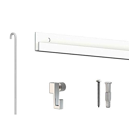 Artiteq – Cimaise Box Artiteq Classic ECO blanco + varillas – 10 metros – Kit de colgar mesa – Juego de 100 ganchos