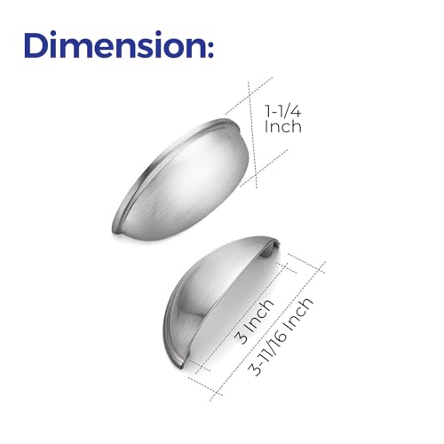 Image of Ravinte 10 Pack 3 inch Drawer Pulls Brushed Nickel Cabinet Cup Pulls Kitchen Hardware Cabinet Handles Drawer Handles Knobs | Kitchen Hardware, Cup Pull Shape, Cabinet Handles, Drawer Handles, Smooth Drawer Grip,For Dressers, Cupboards