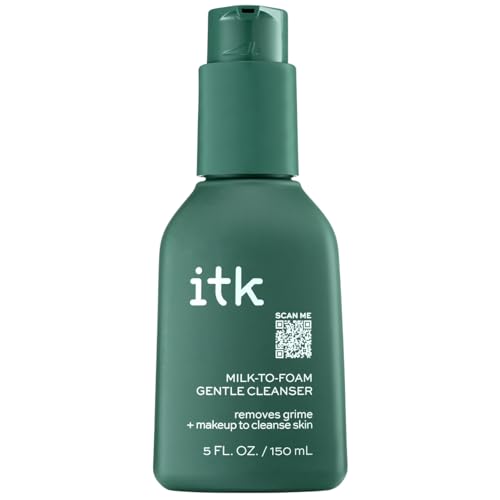 ITK Skincare 2-in-1 Milk-To-Foam Gentle Cleanser - Effective Face Wash + Makeup Remover with Vitamin B5, Pineapple + Coconut Enzymes for Radiant Skin - Cleanse, Remove Excess Makeup + Moisturize Skin