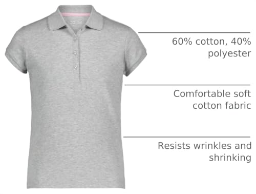 Image of Nautica Girls' School Uniform Short Sleeve Polo Shirt, Button Closure, Soft Pique Fabric