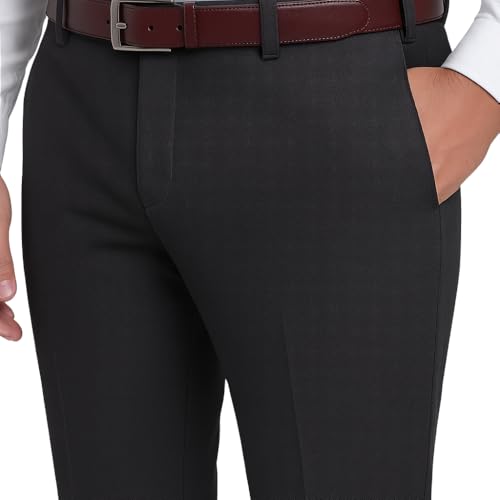 Image of Men's Stretchable Formal Trousers | Regular Fit Mid Rise Office Wear Pants | Elasticated Waistband 2 Inch Stretch | 4 Pocket Pant