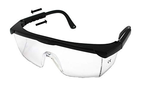 GS Quality Products Schutzbrille für Baustelle. Labor & Werkstatt - aus Kunststoff - Verstellbar - Arbeitsschutzbrille universal - Schwarz Cover