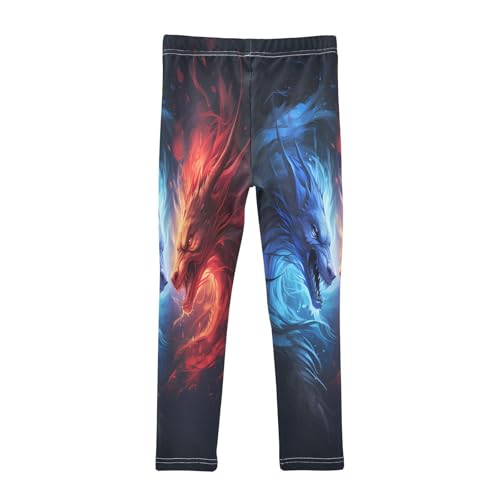 Bolaz Toddler Girls Leggings Printed Yoga Pants Leggings Blue Red Dragon for Kids2