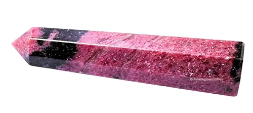 Image of Amazing Gemstone Rhodonite Crystal Towers - Natural Healing Crystal Point Obelisk for Reiki Healing and Crystal Grid (3 inch to 4 inch INCH)