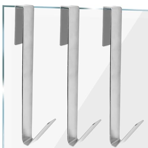 Zorfeter Ganci per porta della doccia, 30,5 cm, in acciaio inox, resistenti, senza fori, per porta della doccia in vetro senza cornice, confezione da 3