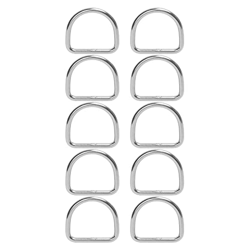 Xolsurg 316 Stainless Steel D Ring Seamless Welded Hardware D Buckle Ring for Surfboard Kayak 6mm (50 * 47 * 6MM)