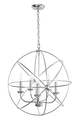 🛒 Crazy Deals Kira Home Orbits II Large 24" 5-Light Modern Sphere/Orb Chandelier, Chrome Finish