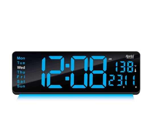 Image of Ajanta Digital Electric Wall Clock with Time, Temperature, Date & Day | RGB LED Night Light Display | USB Type-C Charger | 12 /24H Format & Snooze (Blue)