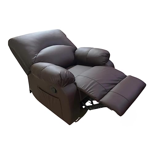 Image of Recliner Sofa Manual Single seat Chair in Leatherette with 5 Years Warranty Motion 1 Seater Reclining Couch Modern & Stylish Living Room settees recliners Comfy Lumbar Support for Sleep