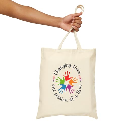 Changing Lives One Session at a Time Tote Bag – Inspirational 100% Cotton Canvas Shoulder Bag for Therapists & Educators4