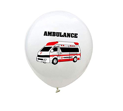 15Pcs Latex Balloons Ambulance Vehicle Printing Balloons Confetti Balloons For Kids Birthday Party Favors - Blue And Red #TOP1