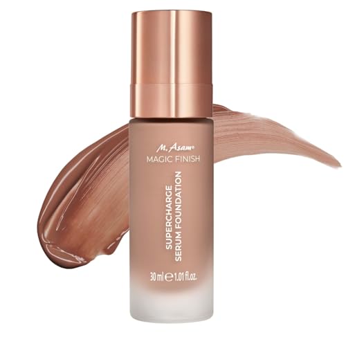 M. Asam MAGIC FINISH Supercharge Serum Foundation Deep Almond (30 ml) – Feuchtigkeit spendende Foundation & straffendes Gesichtsserum in Einem, Anti-Aging Make-up mit optimaler Deckkraft & Hyaluron