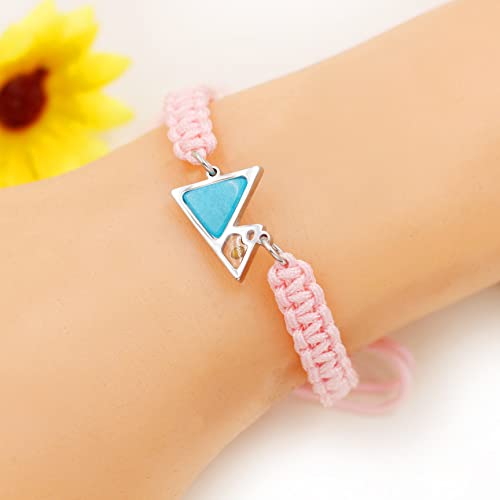 Image of Uloveido Handmade Braided Rope Bracelets with Blue Triangle Mountain Mustard Seed Charm Unisex Mountain Bracelet