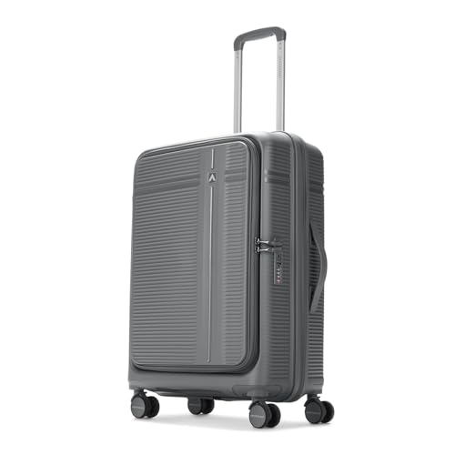 Image of Aristocrat Solana Check-in Trolley Bag 65cm | Medium | Hard Luggage | 8-Wheel Suitcase with Front Opening for Business Travel | TSA Lock with Anti-Theft Zipper | 3 Years International Warranty (Grey)