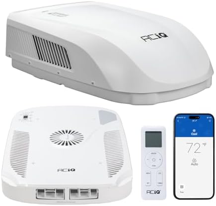 ACiQ 15,000 BTU RV Air Conditioner with Heat Pump Non-Ducted - 115V White Roof Top AC Unit | 1.25 Ton Cooling & Heating for Camper, Motorhome, Travel Trailer