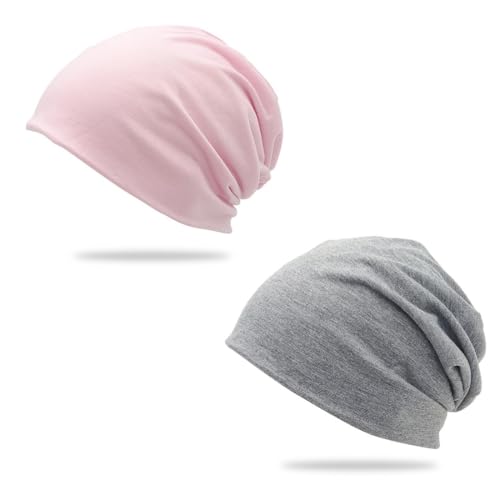 2 Piezas Ajustable Gorro Pelo Rizado Dormir Unisex, Quimio Cáncer Sombrero, Gorro de Dormir Suave para Mujeres y Hombres