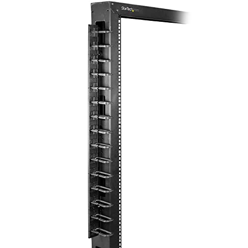 Image of StarTech.com Vertical 0U Server Rack Cable Management w / D-Ring Hooks - 20U Network Rack Cord Manager Panel - 3ft Wire Organizer (CMVER20UD)