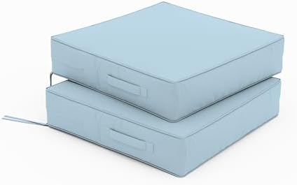 Patio Chair Cushions 19 X 19 X 4 Inch Waterproof Outdoor Seat Cushions for Patio Furniture, Outdoor Sofa Couch Pads with Ties & Handle, Set of 2, Light Blue Patio Chair Cushions 19 X 19 X 4 Inch Waterproof Outdoor Seat Cushions for Patio Furniture, Outdoor Sofa Couch Pads with Ties & Handle, Set of 2, Light Blue