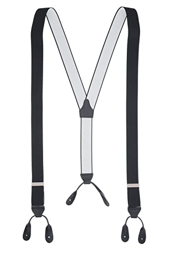 Bretelles de pantalon unies à boutons de 35 mm de large avec extrémités en cuir roulé, Noir , M Cover
