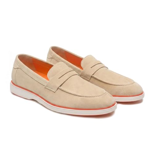 Image of HAYES LONDON Italian Suede Leather Loafers for Men | Casual Slip-On Shoes | Breathable & Lightweight Summer Wear | Comfortable Walking Shoes