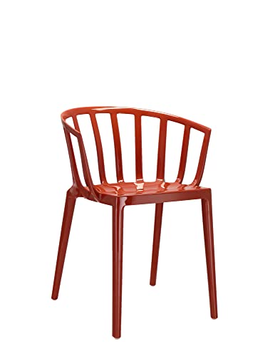 Kartell 5806/15 Venice Chaise - Polycarbonate - Lot de 2 Chaises - 51x75x51 cm - Rouge Orangé