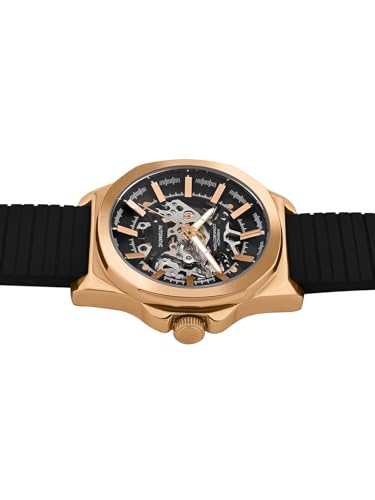 Image of French Connection See Through Black Round Dial | Black Silicone Strap Automatic Watch for Mens FCA23RBL