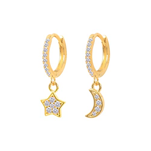Boucle d'oreille 925 lune étoile bijoux argent pour femmes