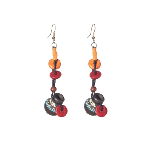 Image of Handcrafted Boho & Tribal Earrings for Women - Wooden, Brass & Terracotta Statement Designs in Drop, Hoop, Loop & Dangle Styles