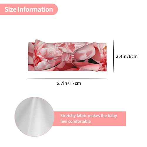 peony flowers blossom Prints Baby Bow Headband Super Stretchy Soft Bows Hair Accessories for Newborn Infants Toddlers Kids Girls3
