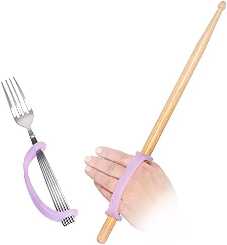 EazyHold Lavender Silicone Assistive Universal Cuff, Hand Grip Device for Limited Mobility, Rehabilitation, Cerebral Palsy, Daily Living Aid, Therapy Equipment for Arthritis, Parkinsons 2-Pack 5.65″