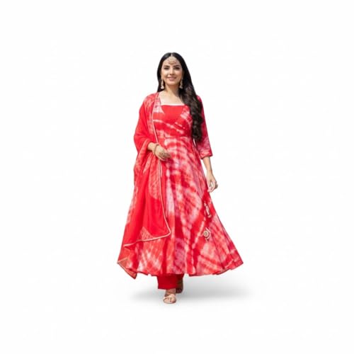 Image of KD Women's Anarkali Floral Printed Kurta Pent Set with Dupatta Anarkali Kurta for Women | Kurta Set | Ethnic Set | Dupatta Set