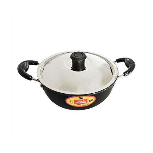 Image of Black Diamond 3 mm Hard Anodised Baby Kadai with Lid (with Induction) - 1.2Litre
