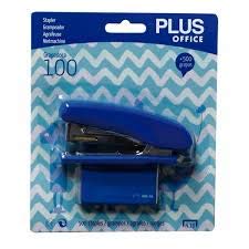 Grapadora 11-30 Hojas marca Plus Office modelo GRAPADORA PLUS 100 MINI +GRAPAS AZUL