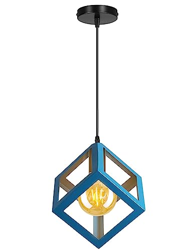 PETITES ECREVISSES Lustre Suspension 3 Lampes Industrielle Luminaire Plafonnier Vintage E27 Plafond Abat-Jour Forme de Cube Métal pour Sejour Chambre Cuisine...