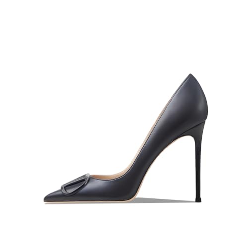 Image of Women's Pointed Toe Shallow Mouth Sexy Square Buckle Rhinestones 10cm Stiletto Heels Slip-on Wedding Party Banquet Big Size Shoes