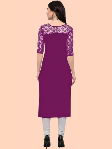 Image of Women's Crepe A-line Straight Kurtis, Plain Casual Wear Kurtis