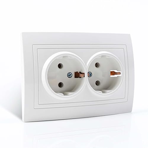 Klarlight Enchufe Pared Doble Para el Hogar, Oficina. Toma De Corriente Doble 16A Embornamiento tornillo, Blanco