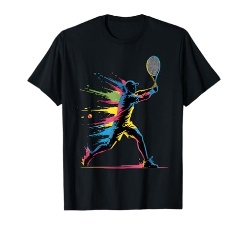 Jugador de tenis colorido para hombres, mujeres y niños jugando al tenis Camiseta