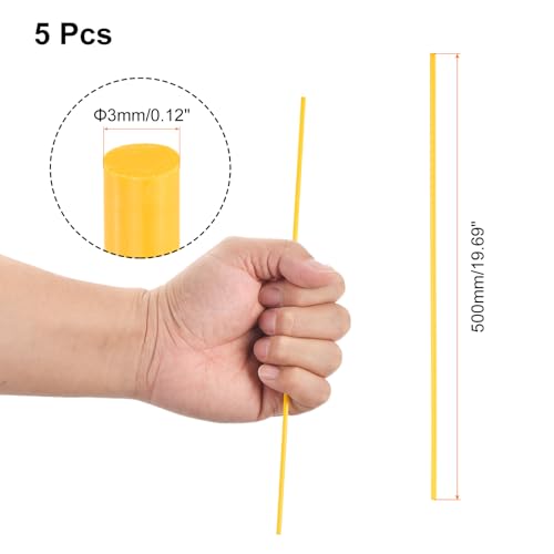 Image of uxcell 5 Pcs Yellow Plastic Rods 3 x 500mm ABS Styrene Round Stick Round Solid Bar DIY Model for DIY Toys Building Making Architectural Model Making