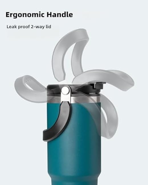 2-in-1 Lid 30oz Insulated Travel Mug Tumbler With Handle And Flip Straw, 2-way Stainless Steel Double wall Leak Proof Vacuum Insulated Cup (White, 30 Ounces)