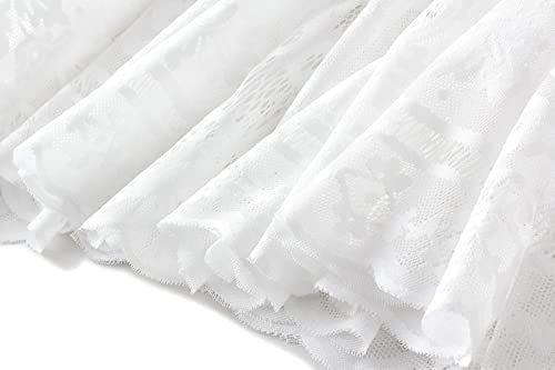 CNSTORE Saia de renda elástica macia com estampa de renda saia de malha rodada evasê saia de praia d