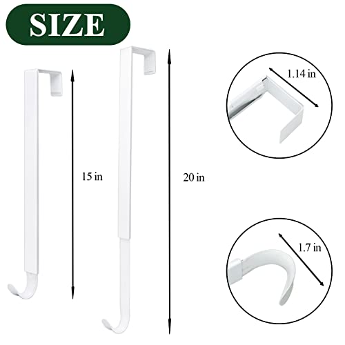 Image of ZMCINER Wreath Hanger for Front Door, Adjustable 15-25 Inch, White Metal, Holds 20 lbs, Christmas & Fall Wreaths, Decorations Hook