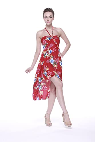 Image of Matchable Family Hawaiian Luau Men Women Girl Boy Clothes in Hibiscus Red