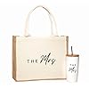 The mrs tumbler tote bag gift set stainless steel wine tumbler with lid straw travel mug tote bag for women perfect for bride gifts wedding engagements  urban country home decor