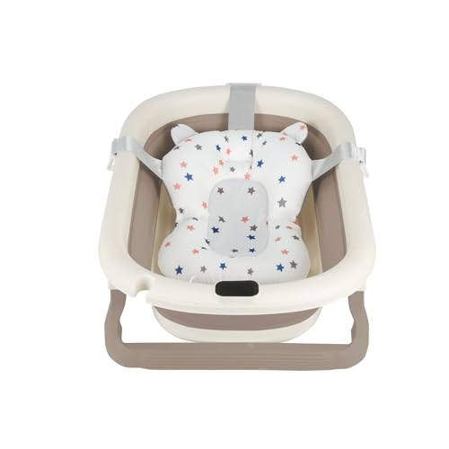 Belfoyer Baby Badewanne Faltbar mit Thermometer & Rutschfestem Badekissen – Tragbare Babybadewanne Ergonomisch, Platzsparend & Sicher – Für Neugeborene bis 3 Jahre, Baby Bathtub-WX44703