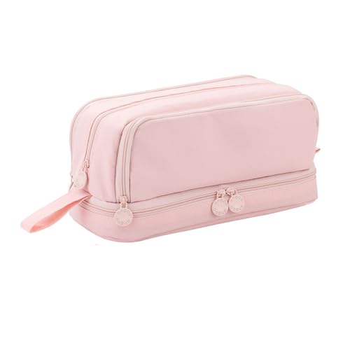 XFSRG Estuche Escolar de Gran Capacidad Estuche Escolar Extensible con con 4 Compartimentos Pencil Case para Suministros de Escolares y Oficina Niñas y Niños (Rosa)