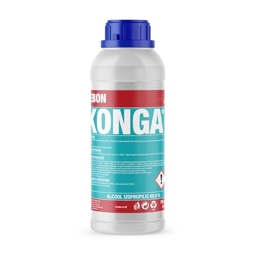Konga Alcohol isopropílico 99% para aplicaciones técnicas, limpieza electrónica, limpiador de dispositivos móviles, limpiadores de computadoras, removedores de tinta y marcadores permanentes (1L)