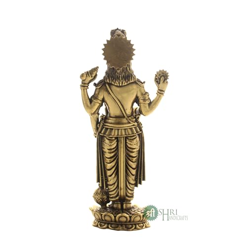 Image of INDICAST Brass Standing Vishnu Idol | 5 inch Vishnu Hindu God Statue Figurine Perfect for Decoration Puja & Gifting Purpose Sculpture (Weight- 180gm)
