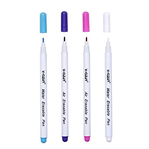 4 pièces marqueur de tissu stylo hydrosoluble effaçable à l'air stylo à encre de disparition automatique pour le marquage de tissu outils de couture de couture bricolage Cover