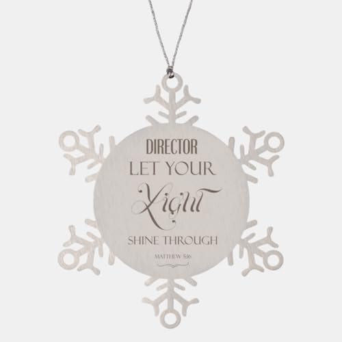 Inspirational Director Ornament Gifts for Director Let Your Light Shine Through, Matthew 5:16 Director Ornament Bible Verse Religious for Boy Girl Men Women, Gift for Family Boss Friend Coworker